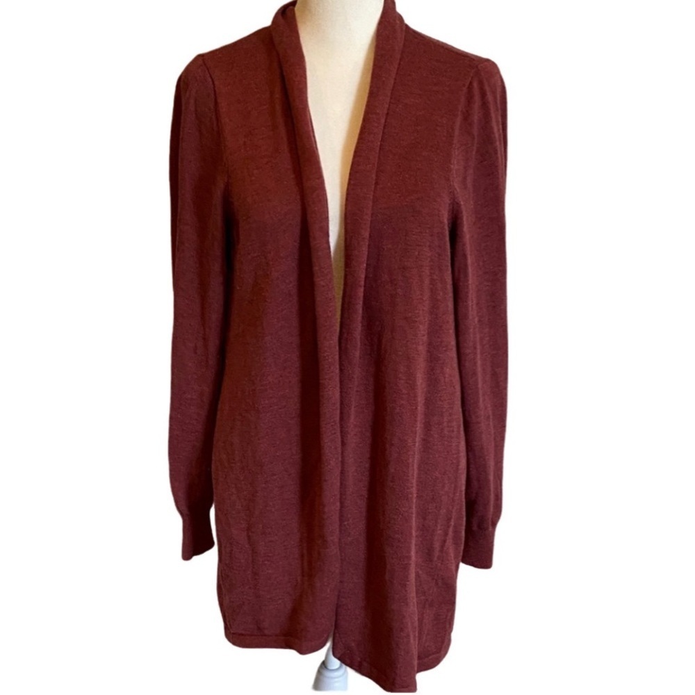 Ella Moss Women's Open Front Cardigan Sweater - Muted Burgundy. Size L.